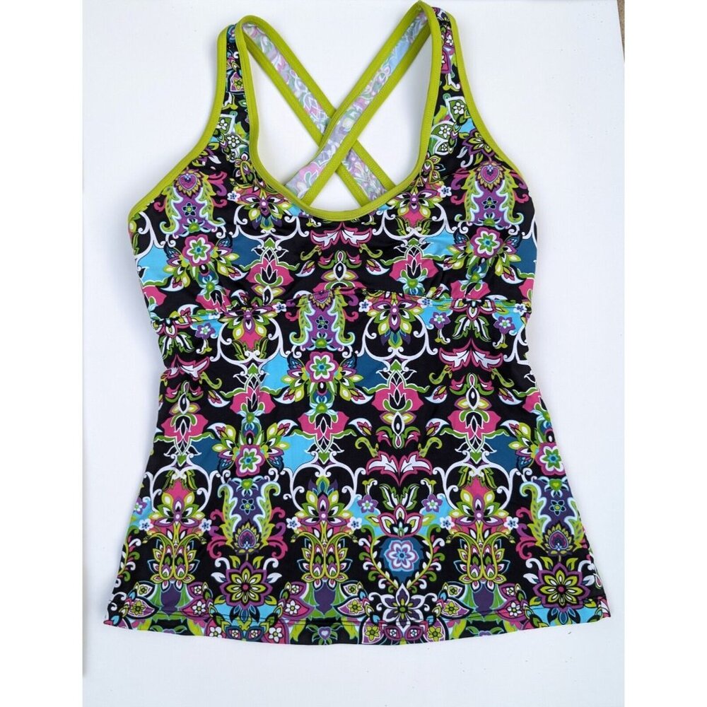 Athleta Tankini Top Floral Bikini Top MT MEDIUM TALL